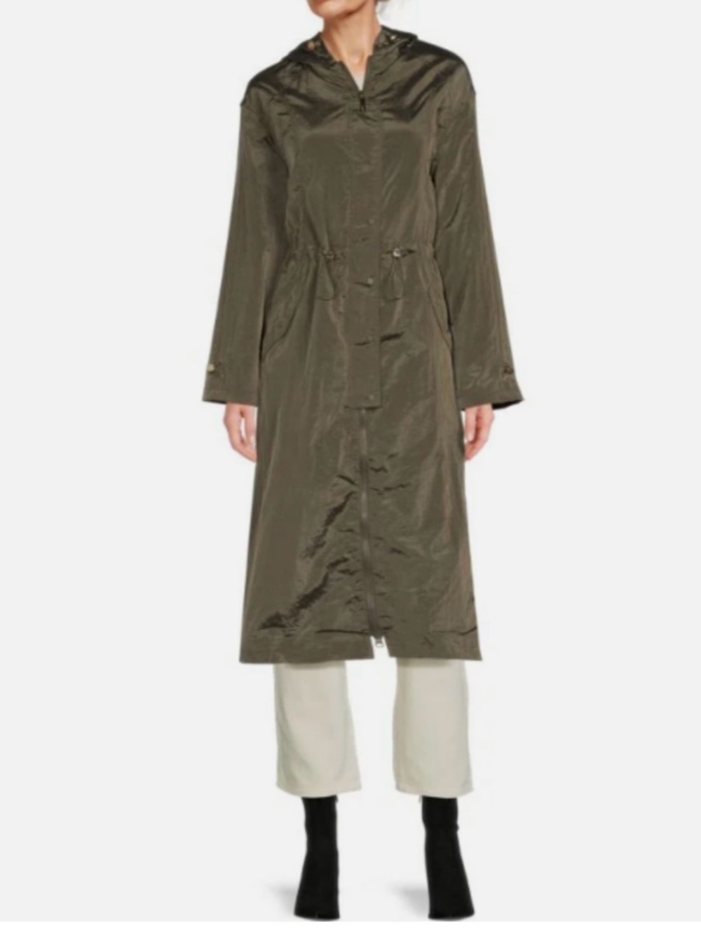 Guess Olive Hooded Long Utility Coat